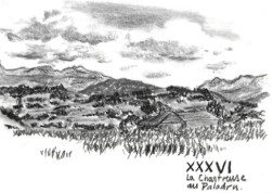 XXXVI - La Chartreuse au Paladru (Isère) Syndrome SGG - Au Sud de soi - Paysage au fusain de la Chartreuse réalisé par Léon