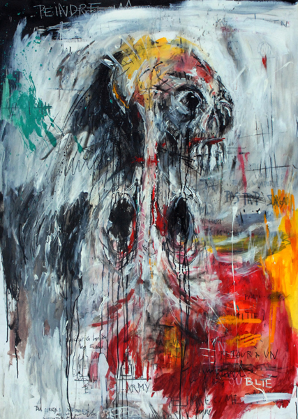 SGG, peinture expressive et violente d'une figure anthropomorphe, sommaire de la rubrique les Écorchés