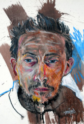 Autoportrait Lotois Autoportrait de Smëms avec des craies colorées et de l'encre brune