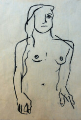 Delfina Dessin au fusain d'une femme nue par Smëms