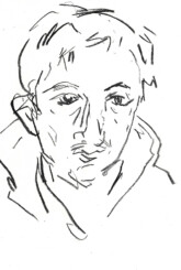 F1 Portrait jeté d'un homme au fusain