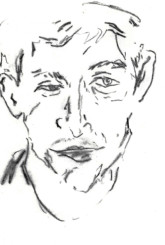 F3 Portrait au fusain par Smëms d'un homme au regard trouble