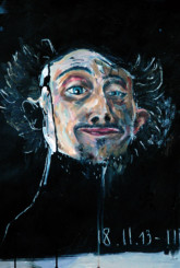 18.11.19 III Autoportrait de Smëms, chevelure et figure de clown, sur fond noir