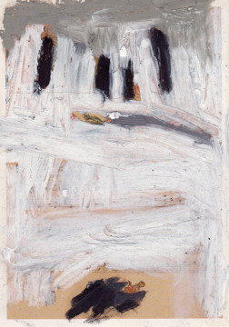 A Day in a child's life Syndrome SGG - W.Alter - abstraction au pastel à l'huile noir, gris et blanc sur carte postale