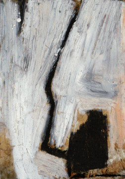 Grotte de Niaux Syndrome SGG - W.Alter - abstraction au pastel à l'huile noir et blanc sur carte postale
