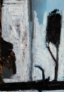 L'Estaque Syndrome SGG - W.Alter - abstraction au pastel à l'huile noir, gris et blanc sur carte postale