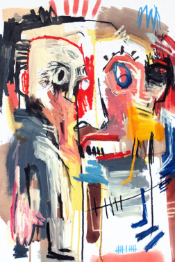 Les Teinturiers n°4 Syndrome SGG - peintures brutes colorées représentant 2 figures nommées les teinturiers