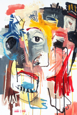 Les Teinturiers n°3 Syndrome SGG - peintures brutes colorées représentant 2 figures nommées les teinturiers