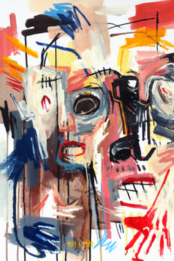 Les Teinturiers n°1 Syndrome SGG - peintures brutes colorées représentant 2 figures nommées les teinturiers